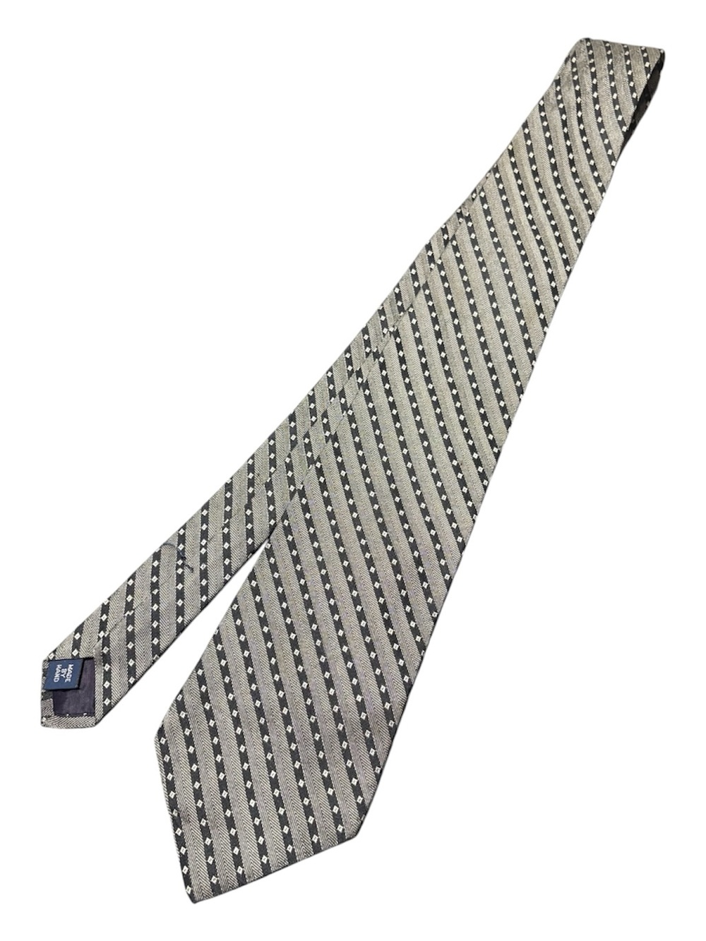 POLO RALPH LAUREN Vintage Grey Striped Silk Tie